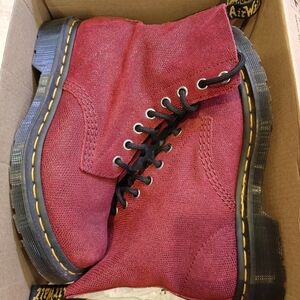 Dr. Martens red glitter canvas boots UK4 US women's 6 Like New